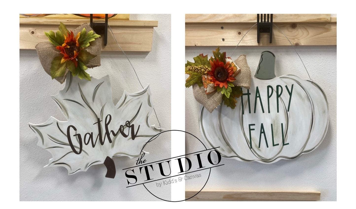 Gather Leaf/ Happy Fall - Door Sign