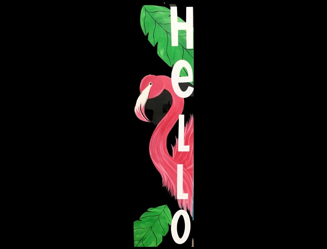 Hello flamingo - door sign